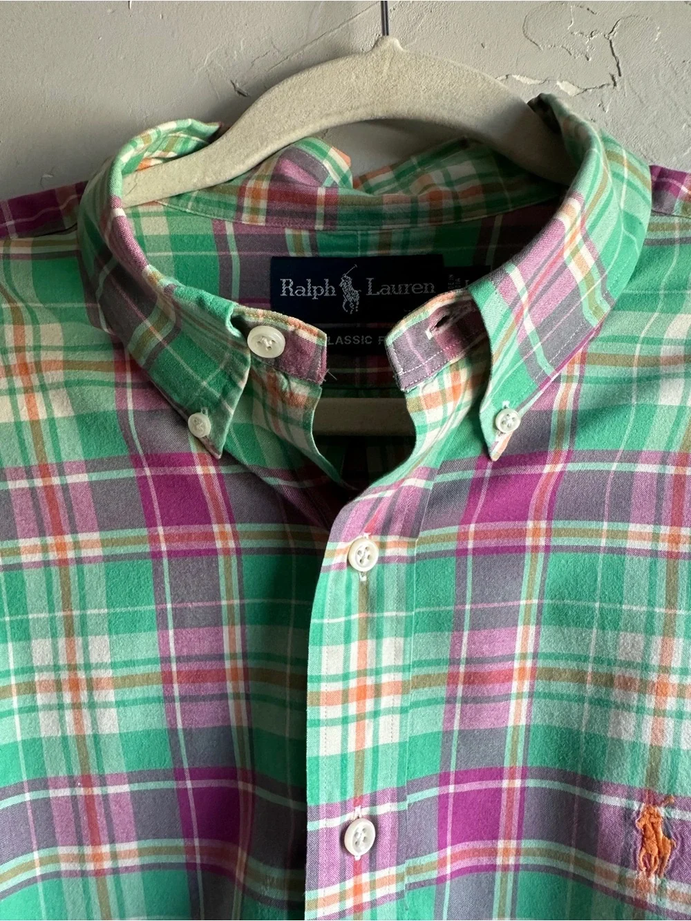 Polo Ralph Lauren Plaid Button Up Shirt Classic Fit Cotton Prep Ivy Mens Large